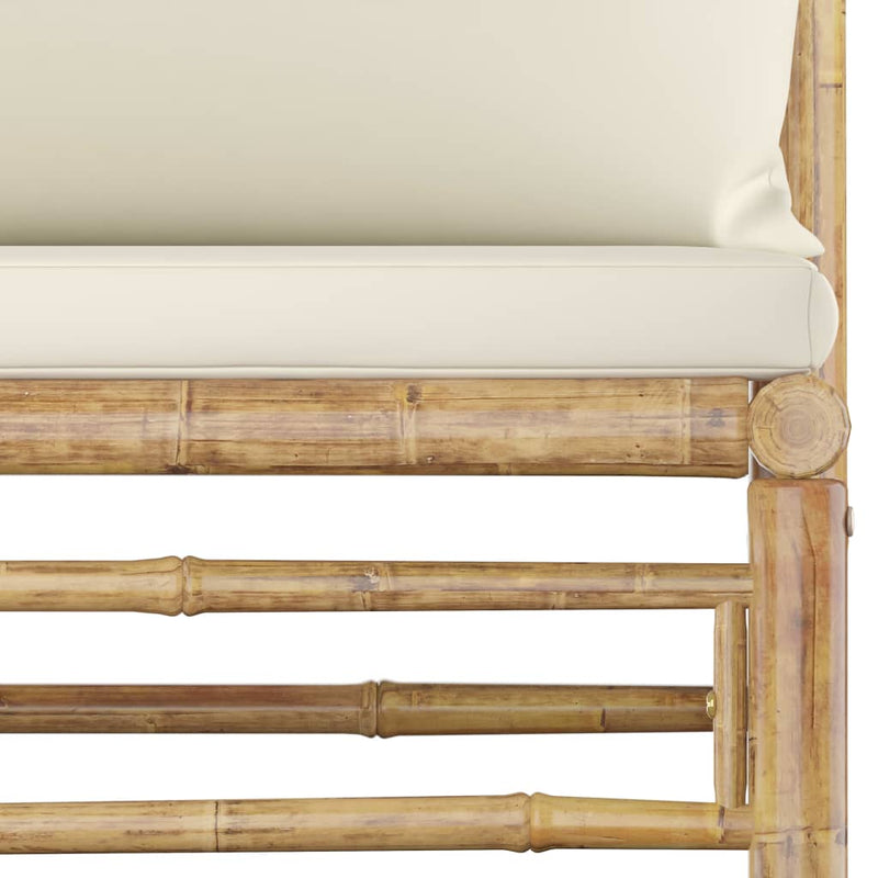 vidaXL 5 Piece Garden Lounge Set with Cream White Cushions Bamboo