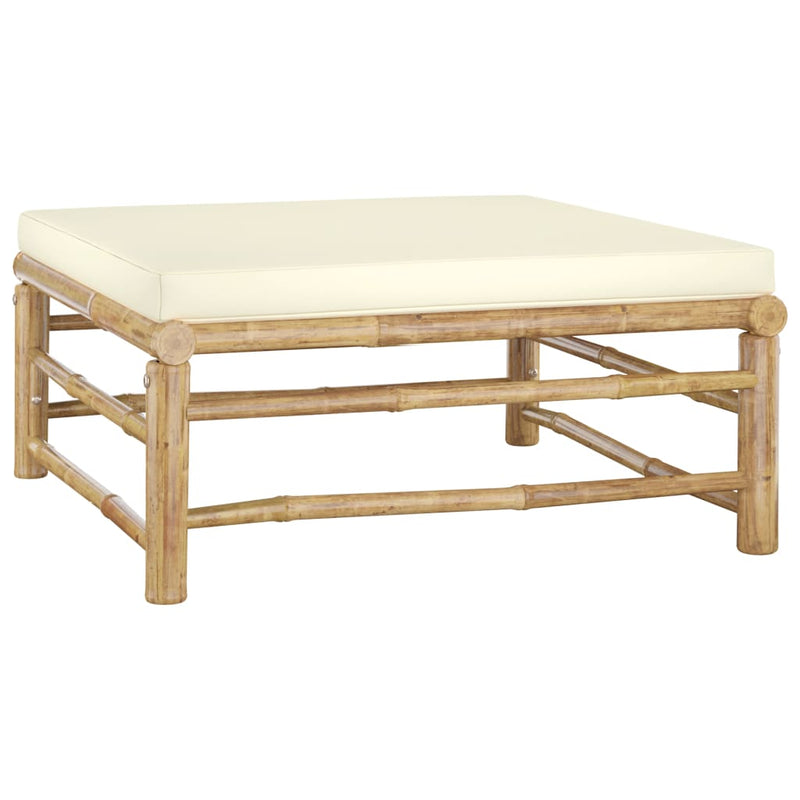 vidaXL 4 Piece Garden Lounge Set with Cream White Cushions Bamboo