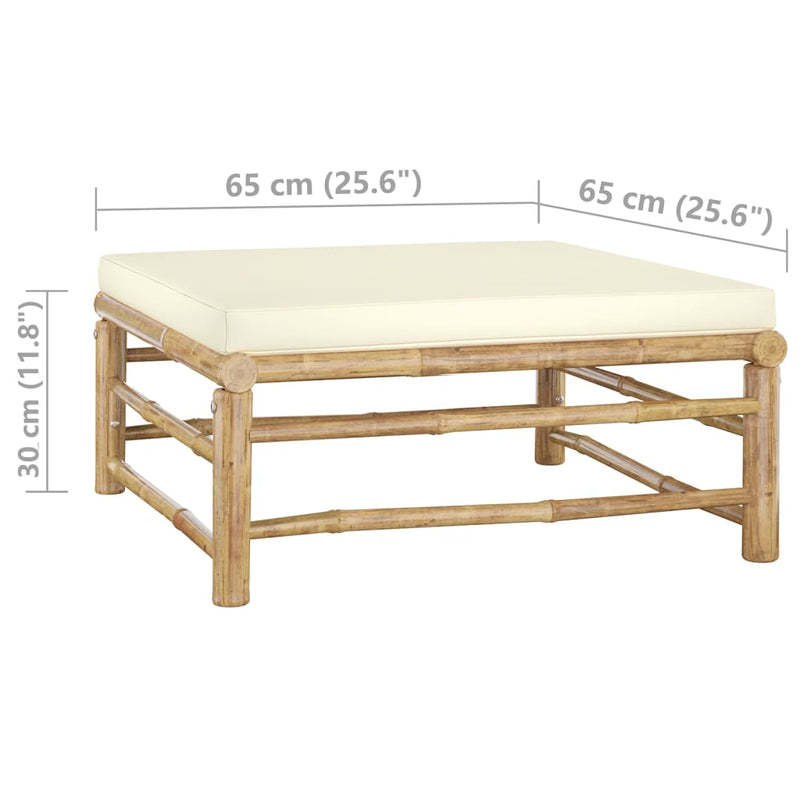 vidaXL 3 Piece Garden Lounge Set with Cream White Cushions Bamboo