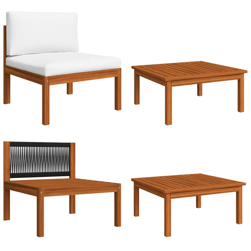 vidaXL 2 Piece Garden Lounge Set with Cushions Wood Acacia&Rope