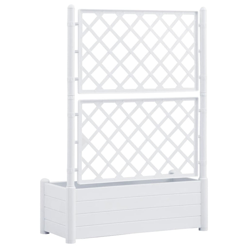 vidaXL Garden Planter with Trellis 100x43x142 cm PP White
