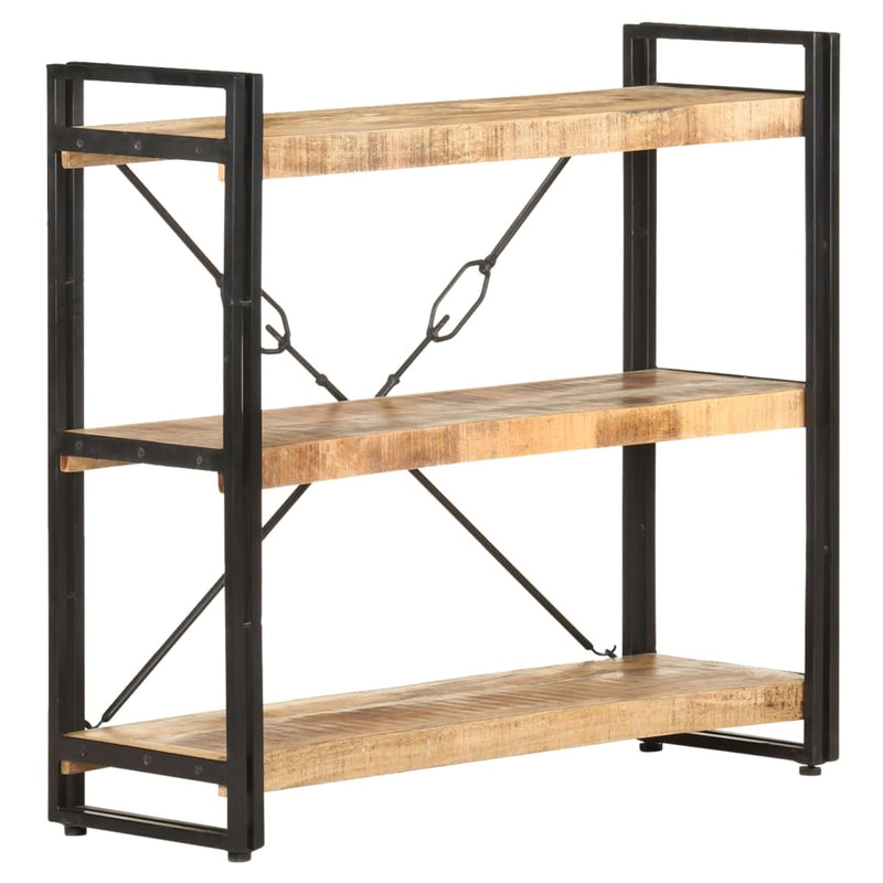 vidaXL 3-Tier Bookcase 90x30x80 cm Solid Mango Wood