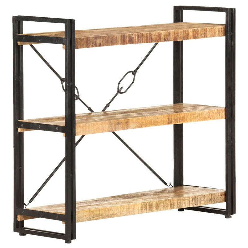 vidaXL 3-Tier Bookcase 90x30x80 cm Solid Mango Wood