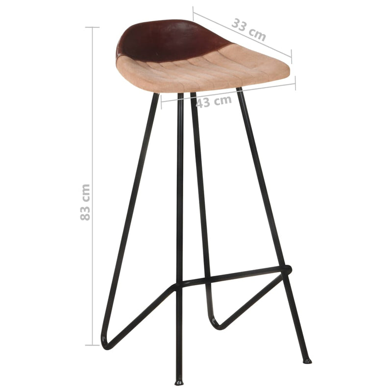 vidaXL Bar Stools 2 pcs Brown Real Leather
