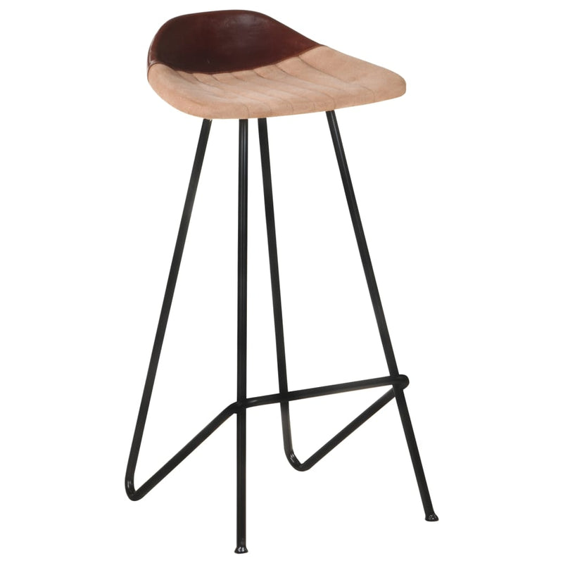 vidaXL Bar Stools 2 pcs Brown Real Leather
