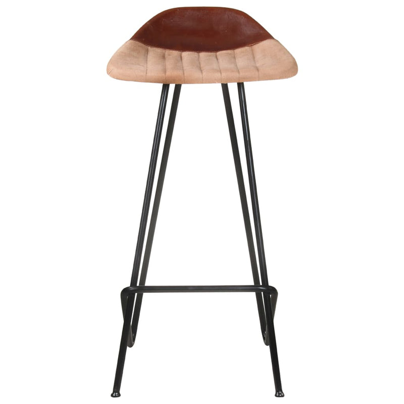 vidaXL Bar Stools 2 pcs Brown Real Leather