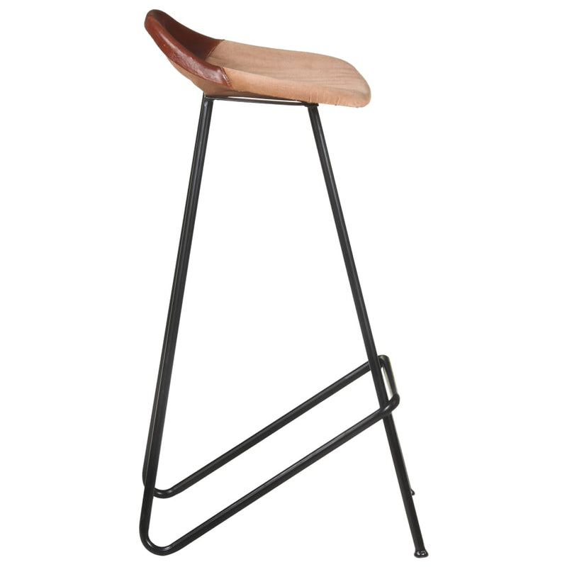 vidaXL Bar Stools 2 pcs Brown Real Leather
