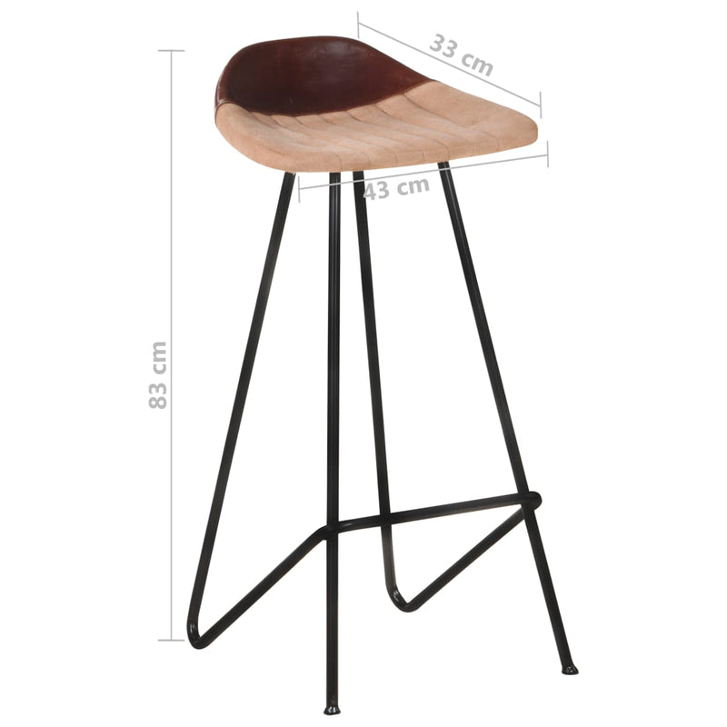 vidaXL Bar Stools 4 pcs Brown Real Leather