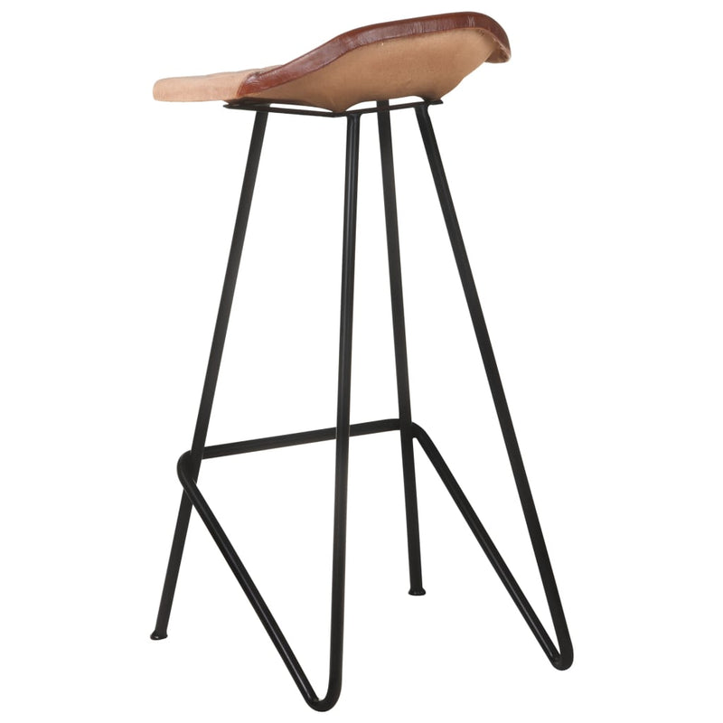 vidaXL Bar Stools 4 pcs Brown Real Leather