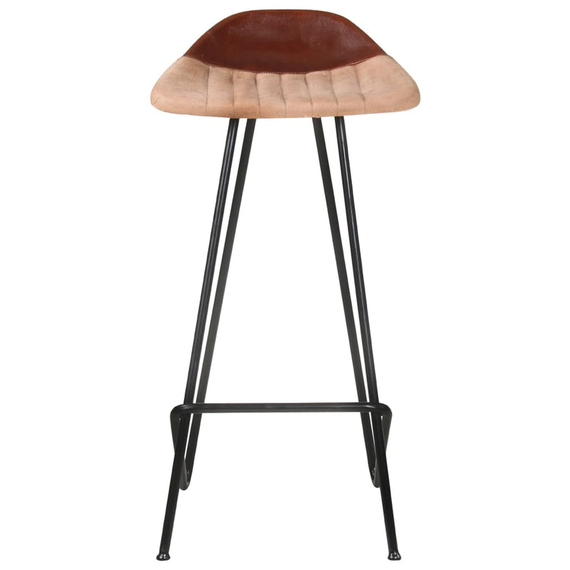 vidaXL Bar Stools 4 pcs Brown Real Leather