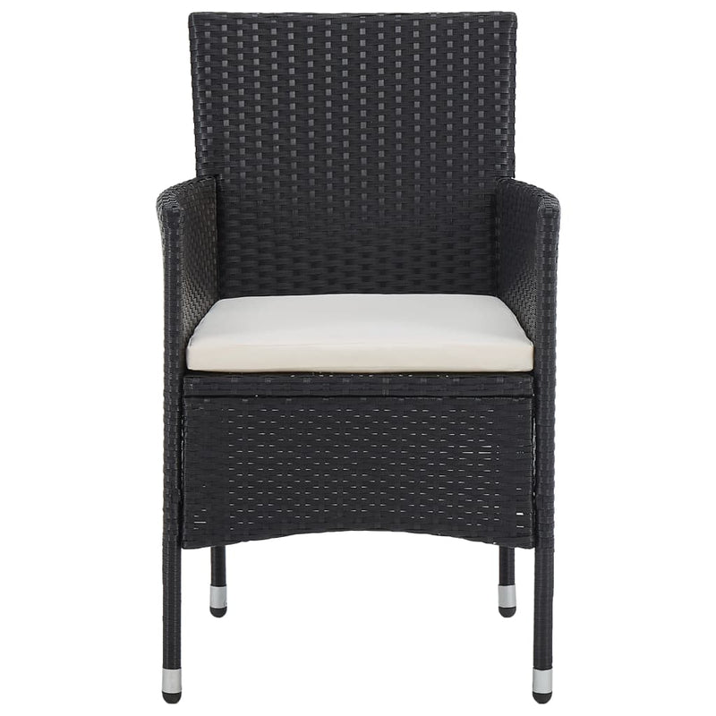 vidaXL 3 Piece Garden Dining Set Black Poly Rattan and Acacia Wood