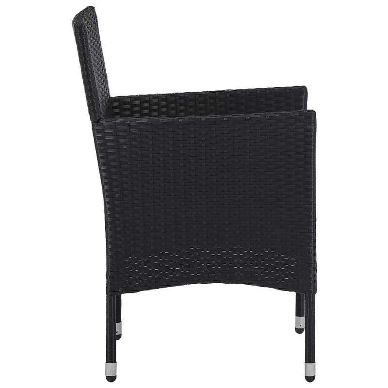 vidaXL 3 Piece Garden Dining Set Black Poly Rattan and Acacia Wood