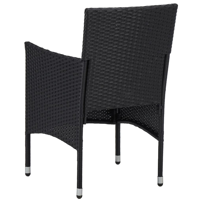 vidaXL 3 Piece Garden Dining Set Black Poly Rattan and Acacia Wood