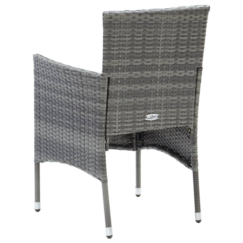 vidaXL 5 Piece Garden Dining Set Grey Poly Rattan and Glass