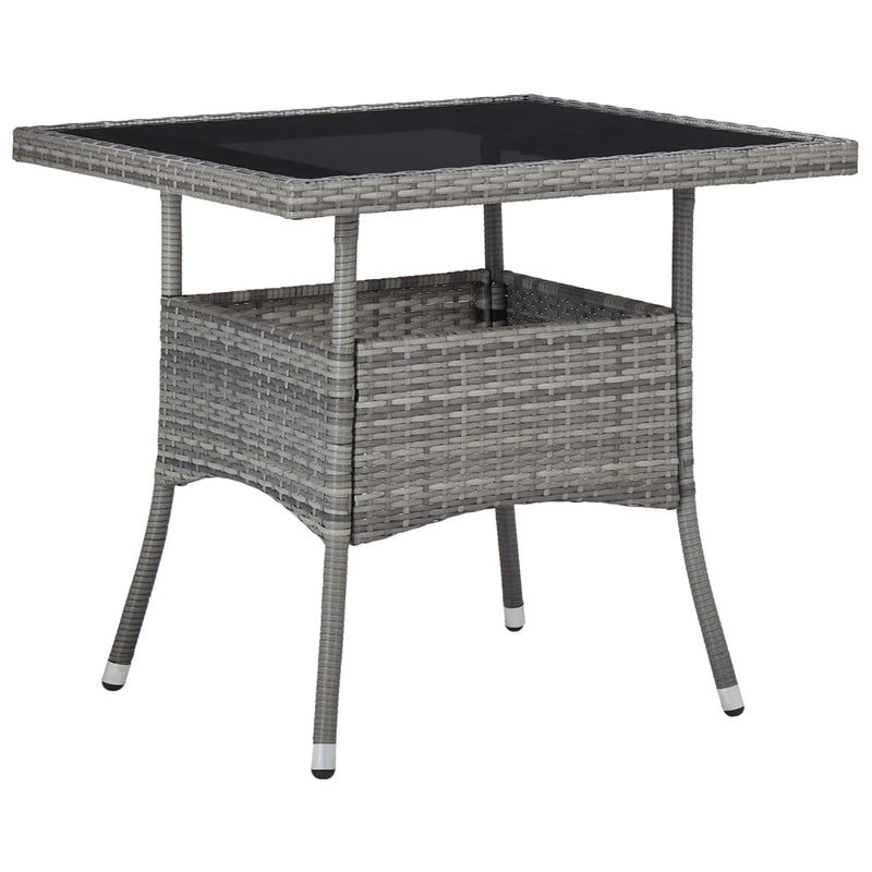 vidaXL 5 Piece Garden Dining Set Grey Poly Rattan and Glass