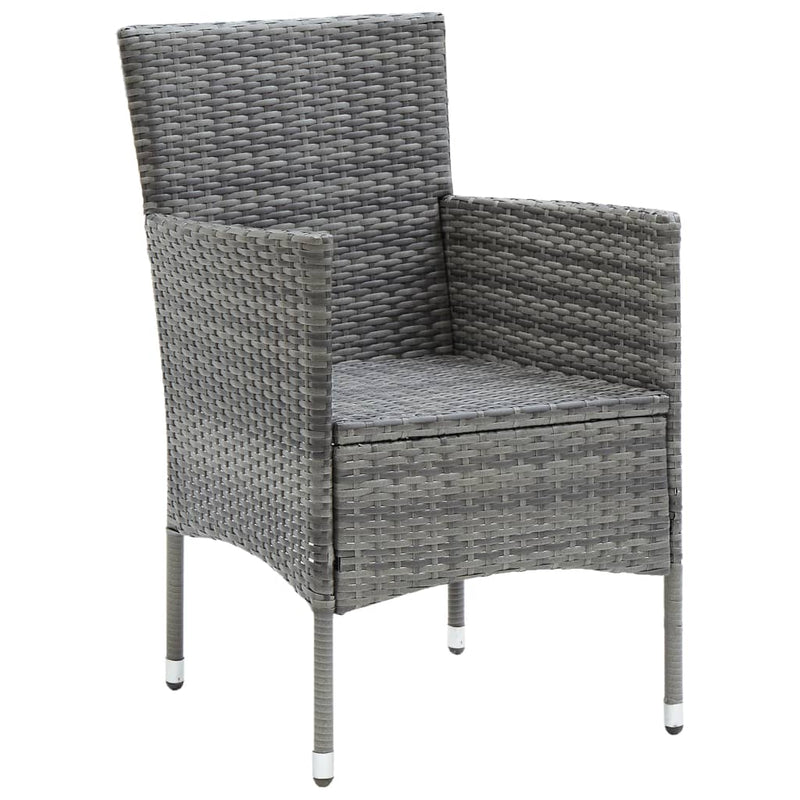 vidaXL 5 Piece Garden Dining Set Grey Poly Rattan and Glass