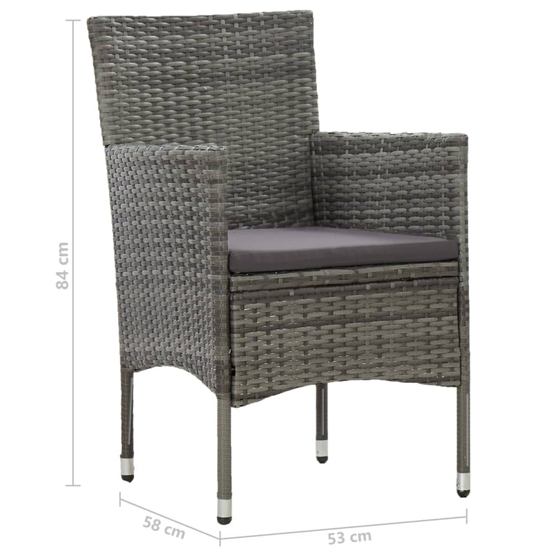 vidaXL 5 Piece Garden Dining Set Grey Poly Rattan and Acacia Wood