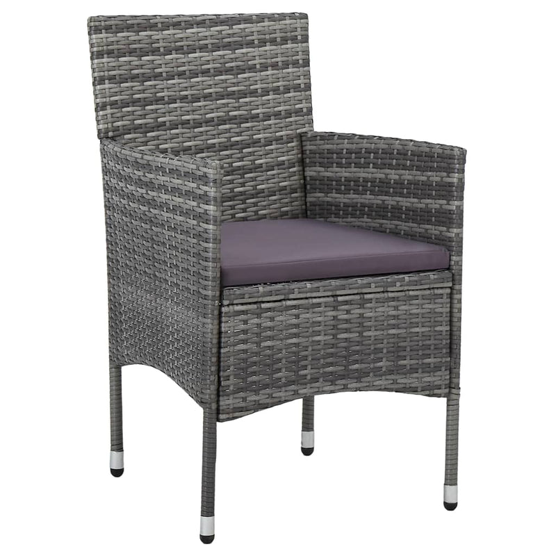 vidaXL 5 Piece Garden Dining Set Grey Poly Rattan and Acacia Wood