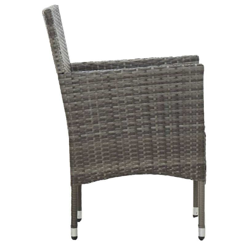 vidaXL 5 Piece Garden Dining Set Grey Poly Rattan and Acacia Wood