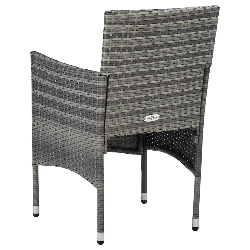 vidaXL 5 Piece Garden Dining Set Grey Poly Rattan and Acacia Wood