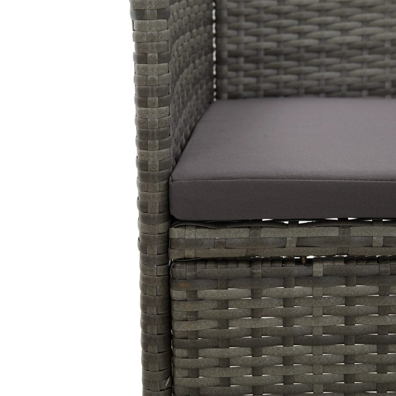 vidaXL 5 Piece Garden Dining Set Grey Poly Rattan and Acacia Wood