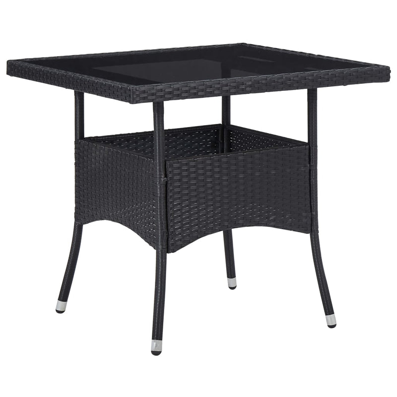 vidaXL 5 Piece Garden Dining Set Black Poly Rattan and Acacia Wood