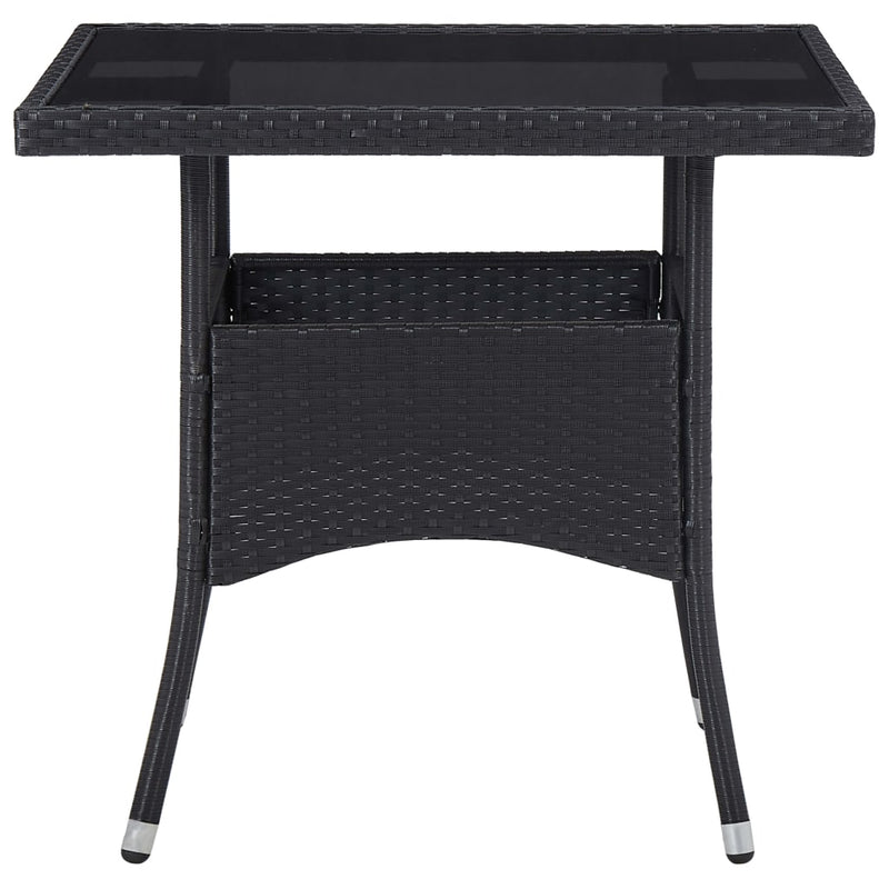 vidaXL 5 Piece Garden Dining Set Black Poly Rattan and Acacia Wood