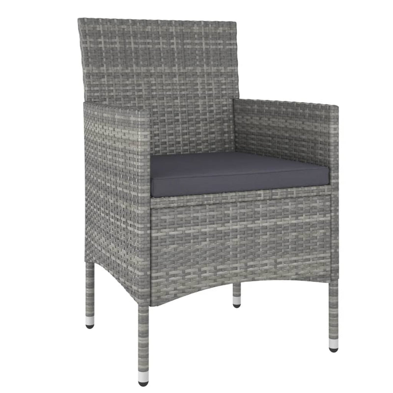 vidaXL 5 Piece Garden Dining Set Poly Rattan and Tempered Glass Grey