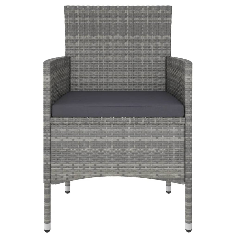 vidaXL 5 Piece Garden Dining Set Poly Rattan and Tempered Glass Grey