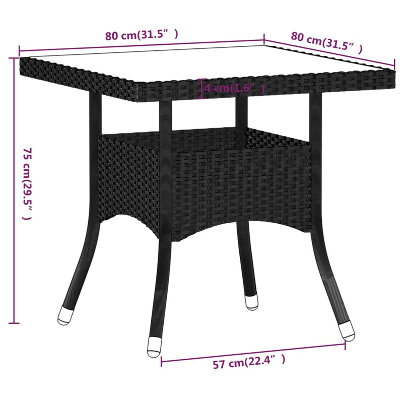 vidaXL 5 Piece Garden Dining Set Poly Rattan and Tempered Glass Grey