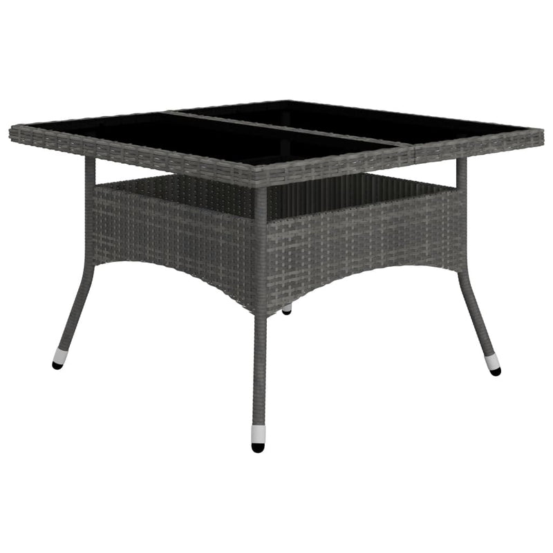 vidaXL 9 Piece Garden Dining Set Poly Rattan and Glass Grey