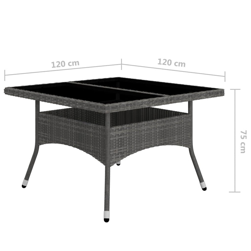 vidaXL 9 Piece Garden Dining Set Poly Rattan and Glass Grey