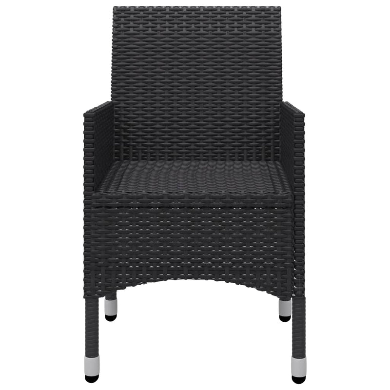 vidaXL 3 Piece Bistro Set Poly Rattan and Tempered Glass Black