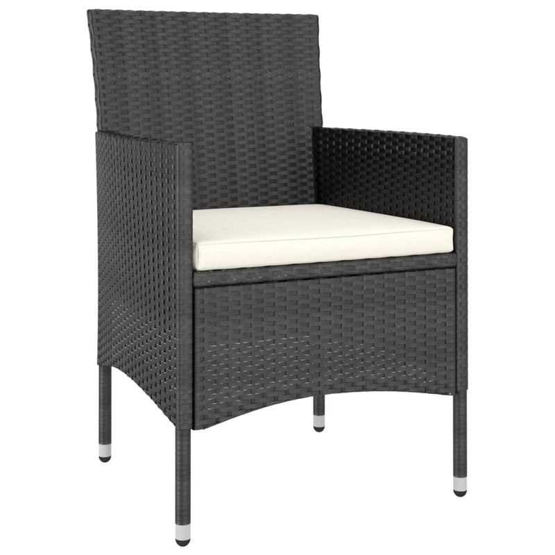 vidaXL 3 Piece Garden Dining Set Poly Rattan & Solid Acacia Wood Black