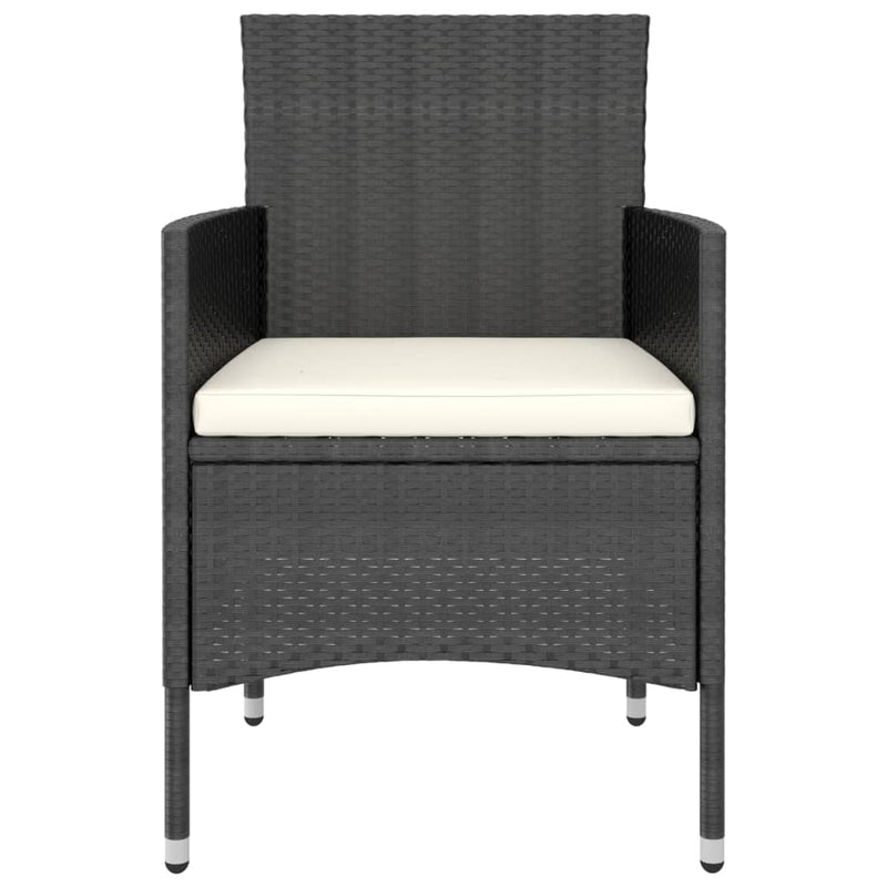 vidaXL 3 Piece Garden Dining Set Poly Rattan & Solid Acacia Wood Black