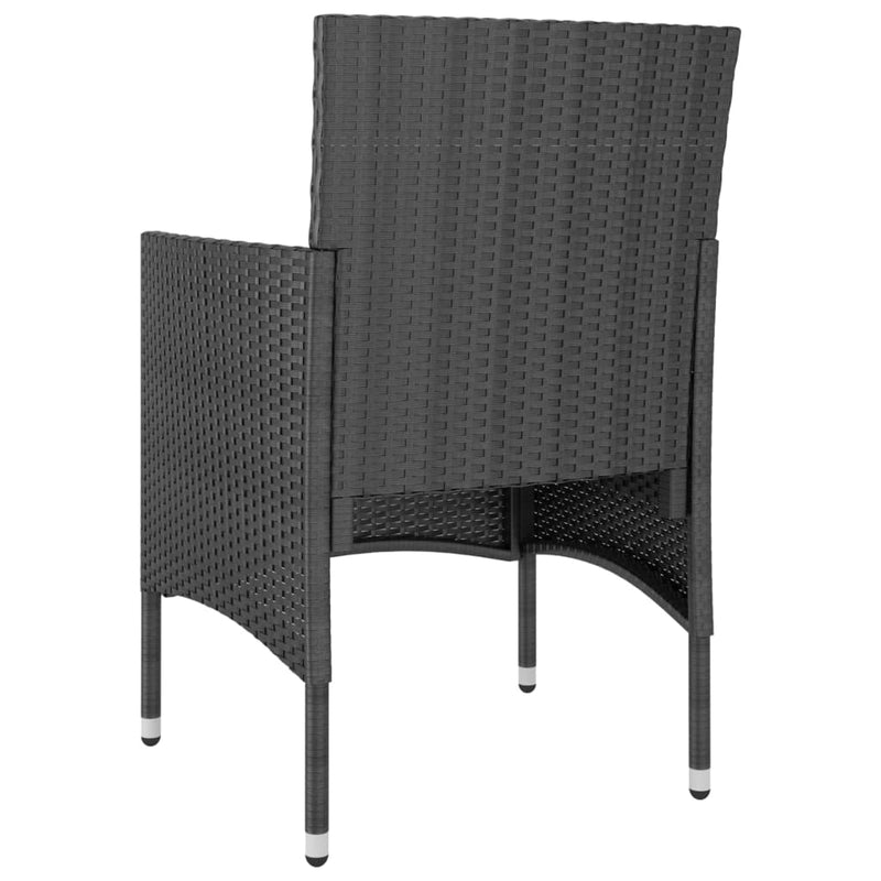 vidaXL 3 Piece Garden Dining Set Poly Rattan & Solid Acacia Wood Black