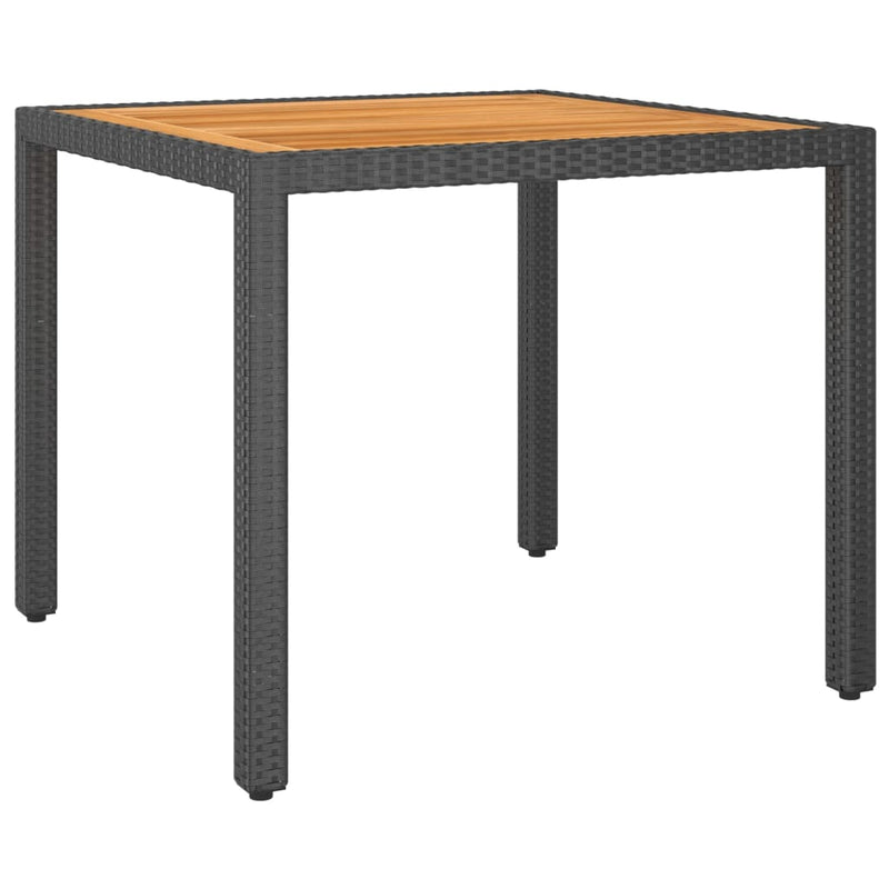vidaXL 3 Piece Garden Dining Set Poly Rattan & Solid Acacia Wood Black