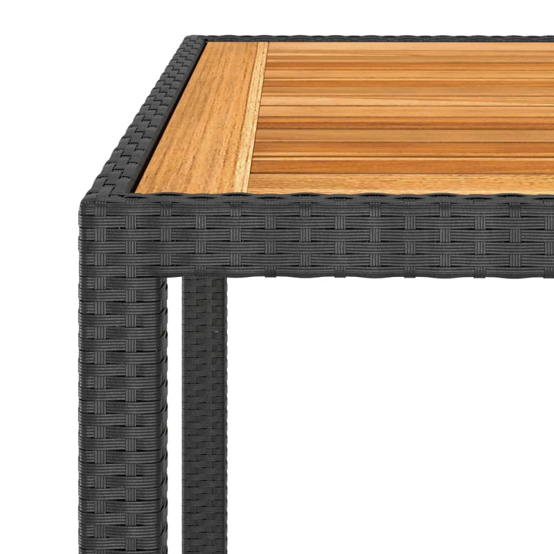 vidaXL 3 Piece Garden Dining Set Poly Rattan & Solid Acacia Wood Black