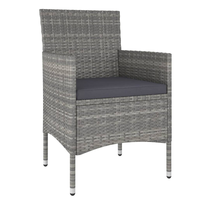 vidaXL 5 Piece Garden Dining Set Poly Rattan and Tempered Glass Grey