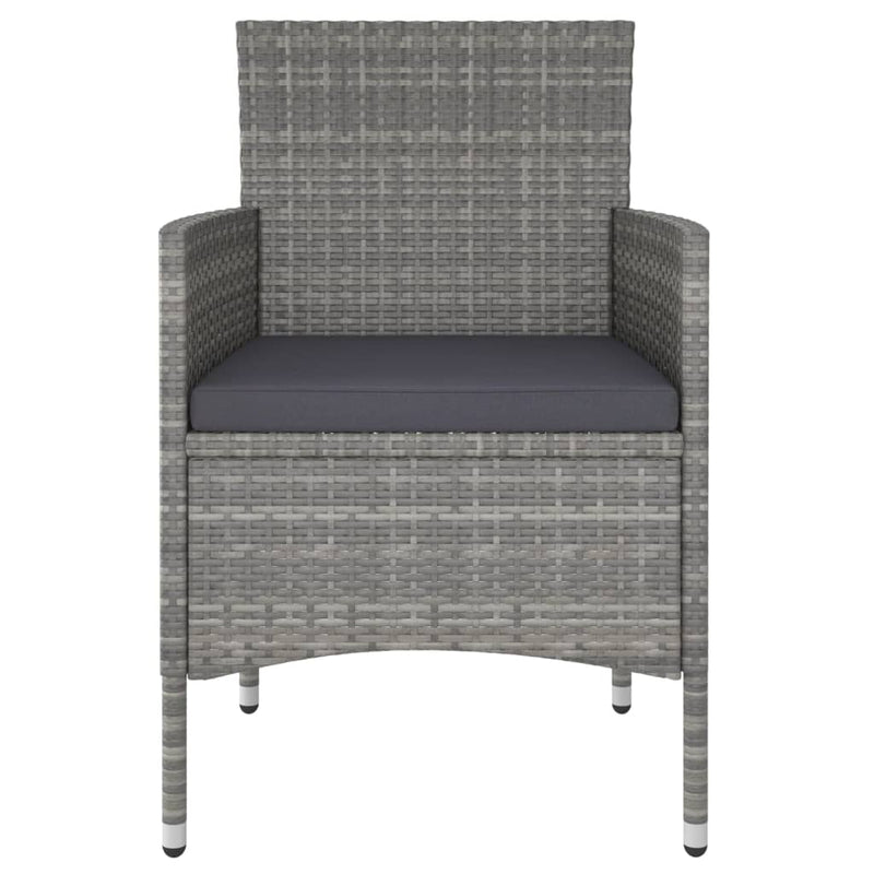 vidaXL 5 Piece Garden Dining Set Poly Rattan and Tempered Glass Grey