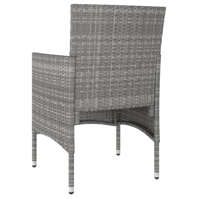 vidaXL 5 Piece Garden Dining Set Poly Rattan and Tempered Glass Grey