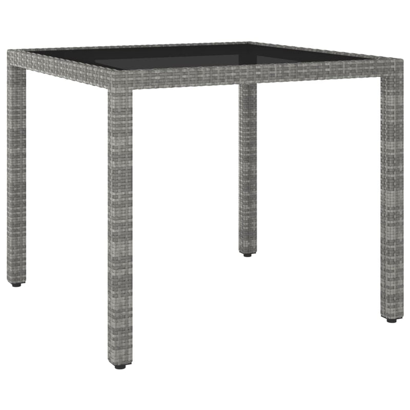 vidaXL 5 Piece Garden Dining Set Poly Rattan and Tempered Glass Grey