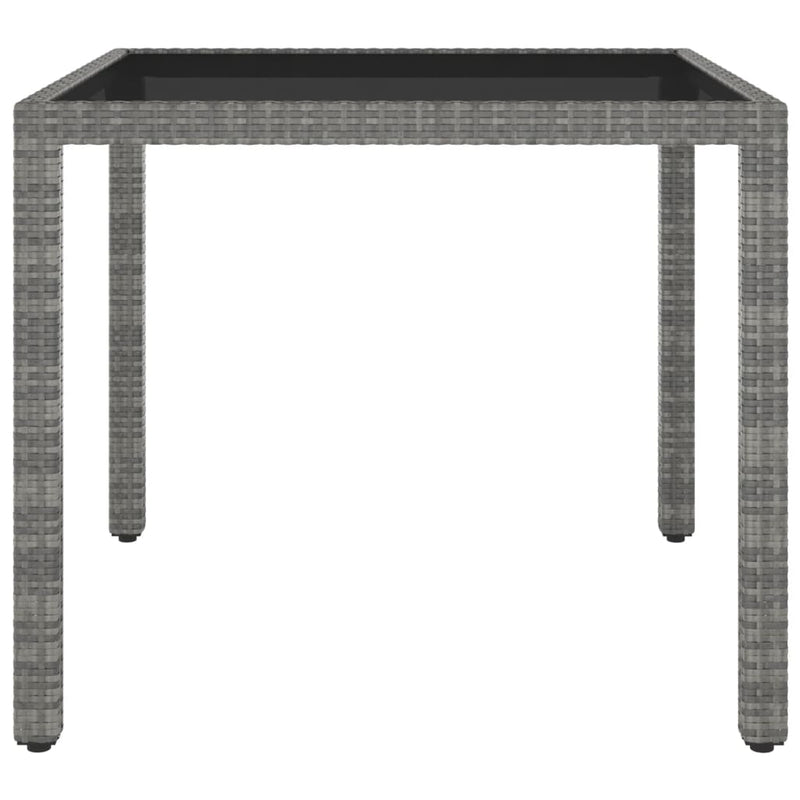 vidaXL 5 Piece Garden Dining Set Poly Rattan and Tempered Glass Grey