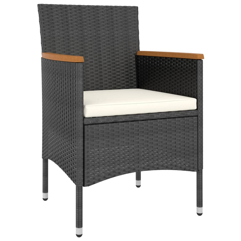 vidaXL 5 Piece Garden Dining Set Poly Rattan & Solid Acacia Wood Black