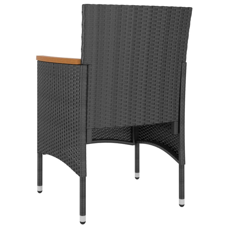 vidaXL 5 Piece Garden Dining Set Poly Rattan & Solid Acacia Wood Black