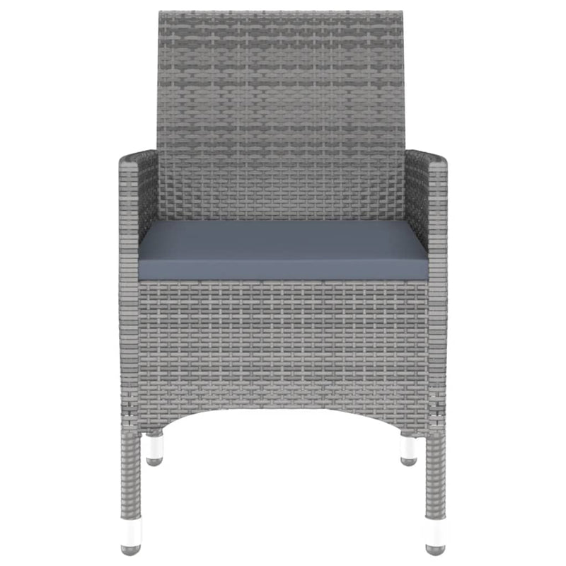 vidaXL 5 Piece Garden Dining Set Poly Rattan and Tempered Glass Grey