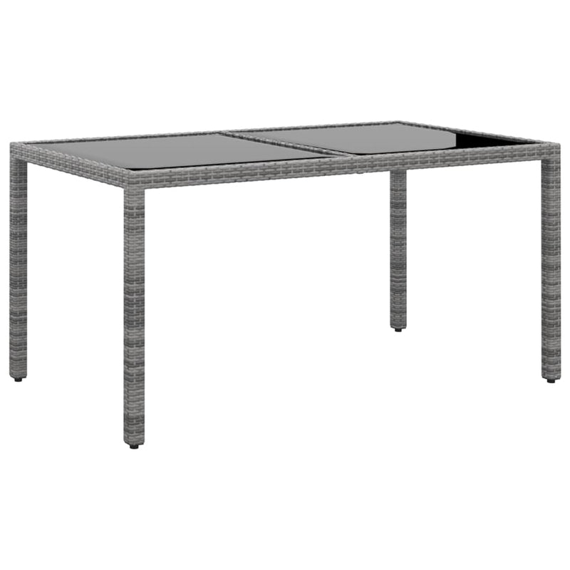 vidaXL 5 Piece Garden Dining Set Poly Rattan and Tempered Glass Grey