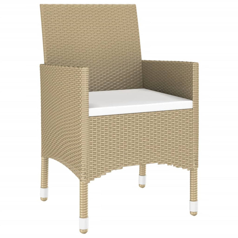 vidaXL 5 Piece Garden Dining Set Poly Rattan and Tempered Glass Beige