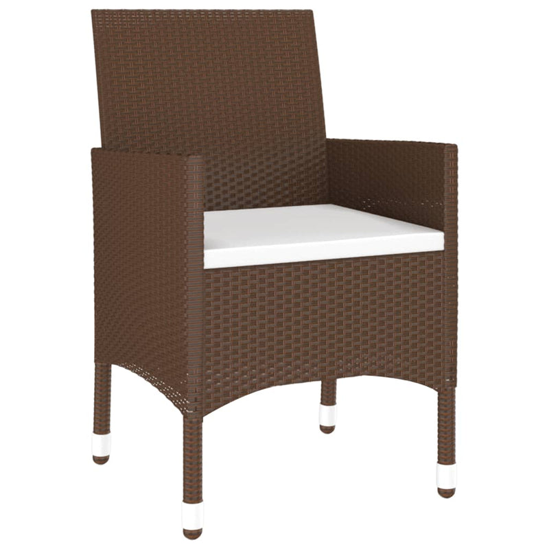 vidaXL 5 Piece Garden Dining Set Poly Rattan and Tempered Glass Brown