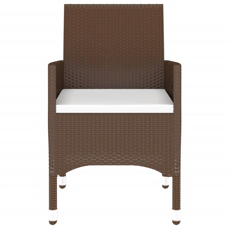 vidaXL 5 Piece Garden Dining Set Poly Rattan and Tempered Glass Brown